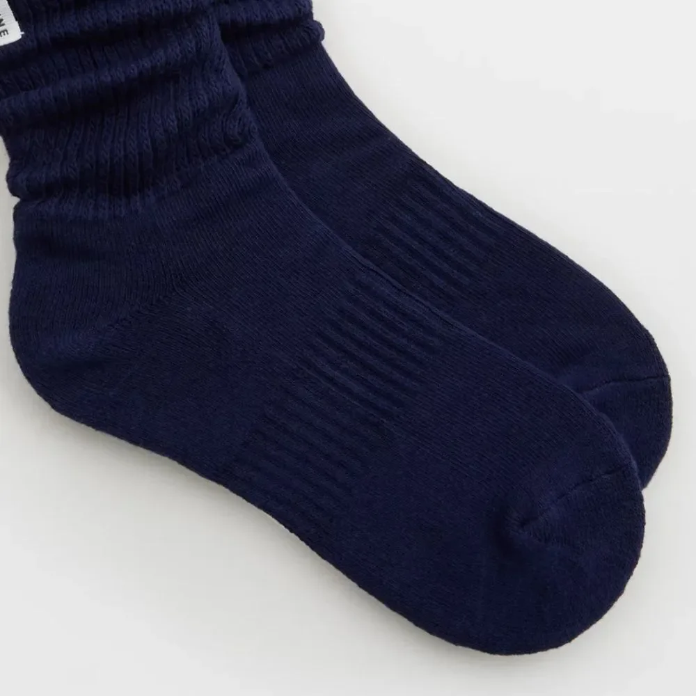 OFFLINE Royal Navy Blue Short Scrunch Tab Logo Cotton Socks